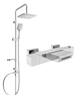 Sprchy a sprchové panely MEXEN/S - Sven sprchový stĺp vrátane vaňovej termostatickej batérie Cube, chróm 77360262-00