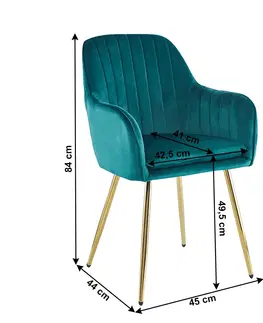 Stoličky Dizajnové kreslo, smaragdová Velvet látka/gold chróm-zlatý, ADLAM