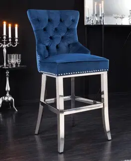 Barové stoličky Chesterfield barová stolička FRIXON Dekorhome Modrá