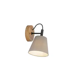 Nastenne lampy Vidiecka nástenná lampa drevená so sivou - Cupy