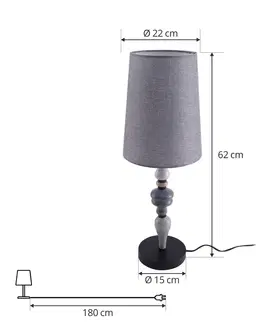 Lampy na nočný stolík Lindby Lindby Haldorin stolová lampa textilné tienidlo
