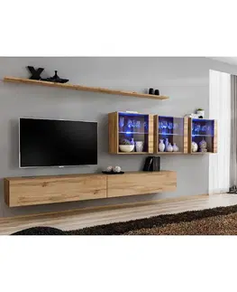 Podkrovný nábytok Obývacia stena Switch XVII Sklo +LED  Wotan