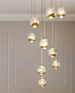 Závesné svietidlá Lucande Lucande Hayley závesné LED svietidlo 9-pl. zlaté