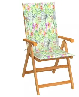 Zahradné stoličky Skladacia záhradná stolička s poduškami teak / látka Dekorhome Čierna