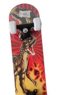 Interaktívne hračky Skateboard detský - červený - dinosaurus