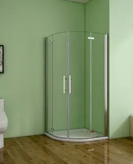 Sprchovacie kúty H K - Štvrťkruhový sprchovací kút MELODY S4 90 cm s dvojkrídlovými dverami vrátane sprchovej vaničky z liateho mramoru SE-MELODYS490 / THOR-90Q