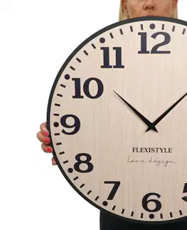 Hodiny Drevené nástenné hodiny Elegante Flex z227-1d2-1-x svetlohnedé, 50 cm