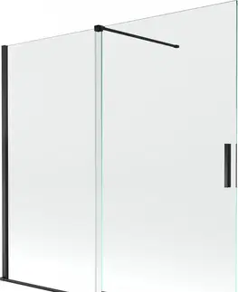 Sprchové dvere MEXEN/S - Velar Dvojkrídlová posuvná vaňová zástena 170 x 150 cm, transparent, čierna 896-170-000-01-70