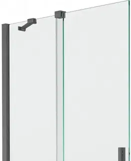 Sprchové dvere MEXEN/S - Velar Dvojkrídlová posuvná vaňová zástena 90 x 150 cm, transparent, šedá kartáčovaná 896-090-000-01-66