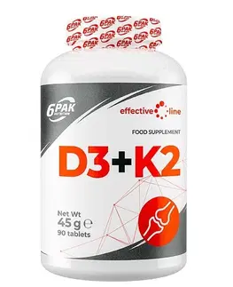 Vitamín D D3 + K2 - 6PAK Nutrition 90 tbl.
