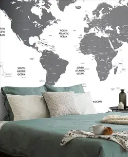Tapety mapy Tapeta mapa sveta s jednotlivými štátmi v šedej farbe