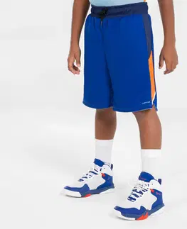 nohavice Detské obojstranné basketbalové šortky SH500R svetlomodré