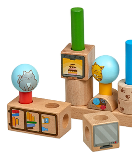Drevené hračky LUCY & LEO - 217 Hravé mačky- drevená skladačka s predlohami
