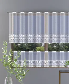 Záclony Hotová záclona, Paulína, vitrážka, biela 250 x 40 + 250 x 60 cm