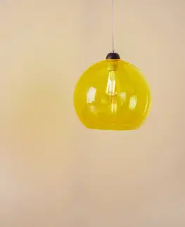 Závesné svietidlá SOLLUX LIGHTING Závesná lampa Colour, sklenené tienidlo žlté