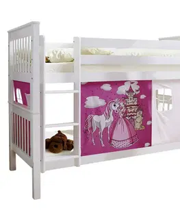 Poschodové postele Poschodová Posteľ Koník Ružový Sammy 90x200 Cm Biela