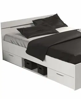 Postele KONDELA Michigan New 140 manželská posteľ s úložným priestorom biela