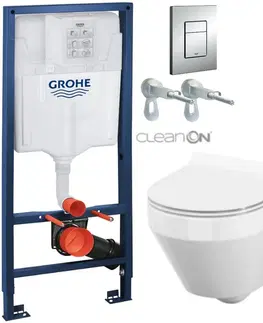 Záchody Rapid SL pre závesné WC 38528SET s chrómovou doskou + WC CERSANIT CLEANON CREA OVÁL + SEDADLO 38772001 CR1