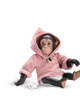 Hračky bábiky RAPPA - Realistická bábika od Asivil zo Španielska šimpanz Lola ružová 35 cm