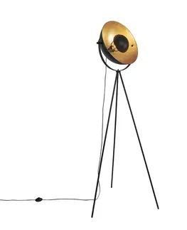 Stojace lampy Stojacia lampa čierna so zlatým nastaviteľným statívom 42 cm - Magnax