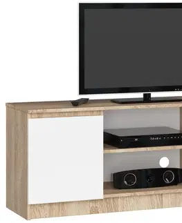 TV stolíky Dizajnový TV stolík ROMANA140, dub Sonoma / biely