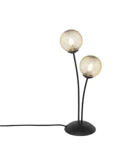 Stolove lampy Moderná stolná lampa čierna so zlatými 2-svetlami - Athens Wire