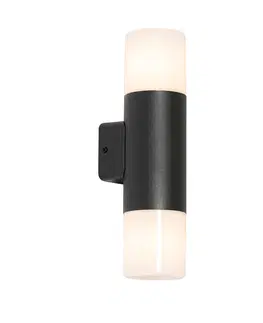 Vonkajsie nastenne svietidla Vonkajšie nástenné svietidlo čierne s opálovým tienidlom 2-svetlo IP44 - Odense