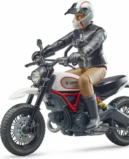 Hračky - dopravné stroje a traktory BRUDER - 63051 motorka Scrambler Ducati Desert Sled + figurka