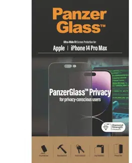 Ochranné fólie pre mobilné telefóny Ochranné sklo PanzerGlass UWF Privacy AB pre Apple iPhone 14 Pro Max, čierna P2774