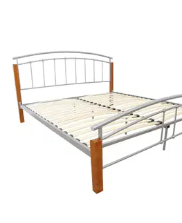 Postele Manželská posteľ, drevo jelša/strieborný kov, 180x200, MIRELA