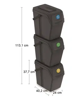 Odpadkové koše NABBI ISWB25S3 odpadkový kôš na triedený odpad (3 ks) 25 l antracit