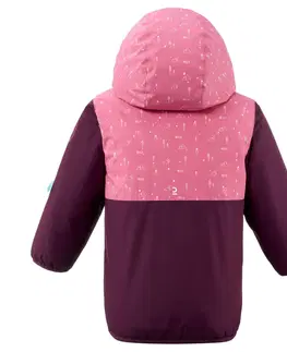bundy a vesty Detská hrejivá lyžiarska bunda 500 Warm Lugiklip fialovo-ružová