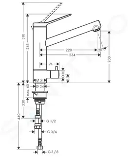 Kuchynské drezy HANSGROHE HANSGROHE - Zesis M33 Drezová batéria 200, uzatvárací ventil spotrebiča, chróm 74808000