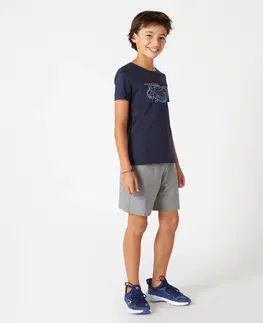 nohavice Chlapčenské tričko 100 na cvičenie modré