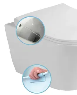 Záchody SAPHO - AVVA CLEANWASH závesná WC misa s bidet. spŕškou, Rimless, 35,5x53cm, biela 100312