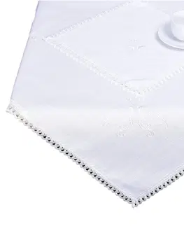Obrusy Obrus celoročný, Enora s čipkou, biely 40 x 140 cm