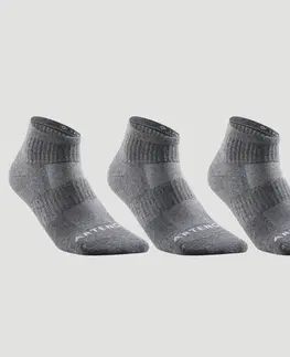 bedminton Športové ponožky RS 500 stredne vysoké 3 páry sivé