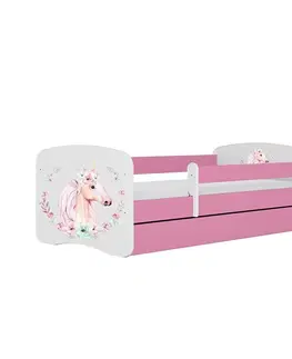 Jednolôžkové postele Detská Posteľ. Babydreams+Sz+M Ružová 80x180 Horse