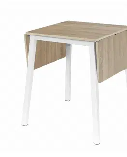 Jedálenské stoly Jedálenský stôl, MDF fóliovaná/kov, dub sonoma/biela, 60-120x60 cm, MAURO