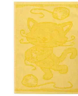 Uteráky Profod Detský uterák Cat yellow, 30 x 50 cm