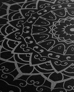 Čiernobiele obrazy Obraz vintage Mandala v indickom štýle v čiernobielom prevedení