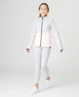 nohavice Dievčenská priedušná súprava S500 na cvičenie sivo-ružová