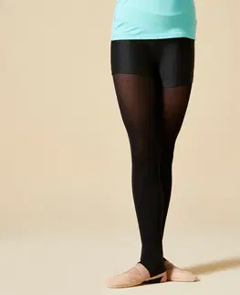gymnasti Pančuchové nohavice s otvorom na chodidle na modernú gymnastiku čierne