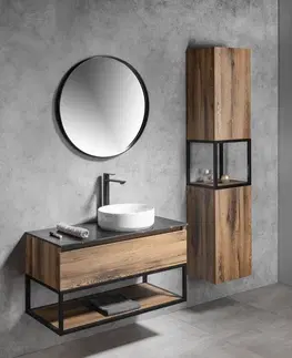 Kúpeľňa SAPHO - SKARA umývadlová skrinka 100x50x45cm, čierna mat/dub collingwood CG009-1919