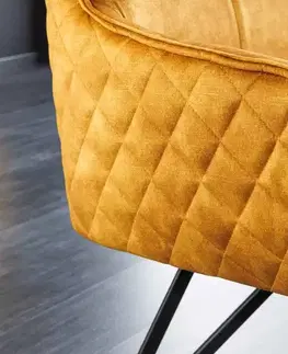 Lavice do jedálne LuxD Dizajnová lavica Natasha 156 cm horčicový zamat