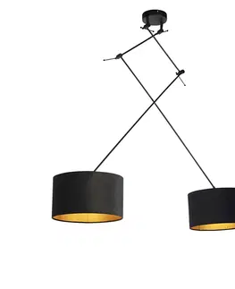 Zavesne lampy Závesná lampa so zamatovými odtieňmi čierna so zlatou 35 cm - Blitz II čierna