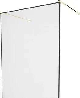 Sprchové dvere MEXEN/S - KIOTO samostatne stojaca sprchová zástena 130 x 200, transparent/čierna vzor 8 mm, zlatá 800-130-002-50-70