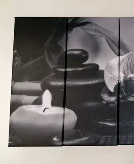 Čiernobiele obrazy 5-dielny obraz Feng Shui zátišie v čiernobielom prevedení