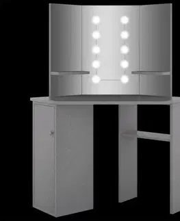 Toaletné Rohový toaletný stolík s LED Dekorhome Čierna