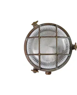 Vonkajšie nástenné svietidlá Moretti Luce Vonkajšie svetlo Tortuga, starožitná mosadz, sklo